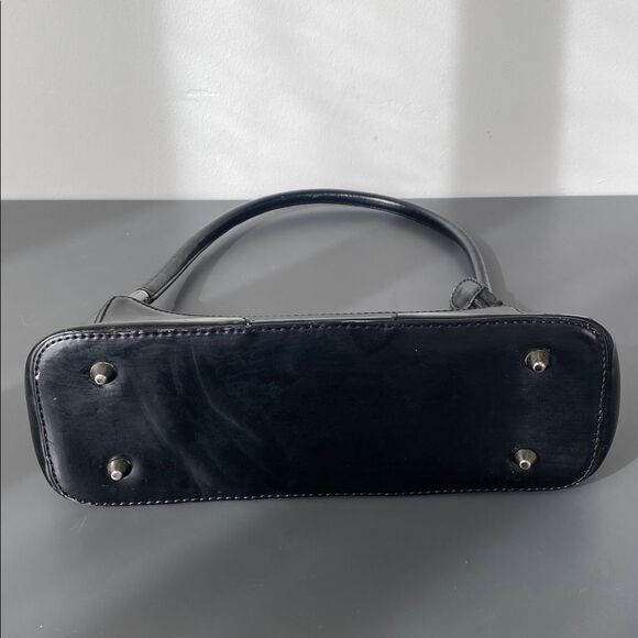 Daniela Moda Black Leather Hand / Shoulder Bag Small Y2K Preppy Classic Minimal - Picture 6 of 15
